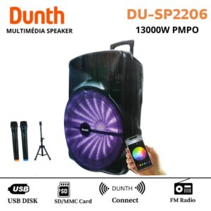 Haut parleur portable de haute qualité à batterie rechargeable avec 2 microphone sans fil et trépied réglable 13000W DUNTH DU-SP2206