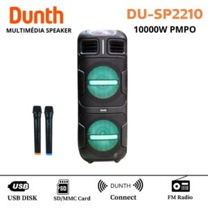 Haut parleur portable de haute qualité à batterie rechargeable avec 2 microphone sans fil 10000W DUNTH DU-SP2210