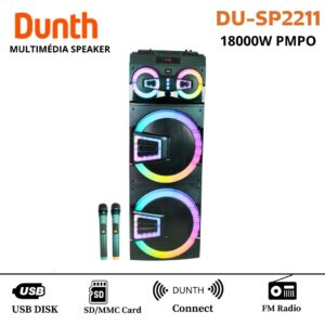 Haut parleur portable de haute qualité à batterie rechargeable avec 2 microphone sans fil 18000W DUNTH DU-SP2211