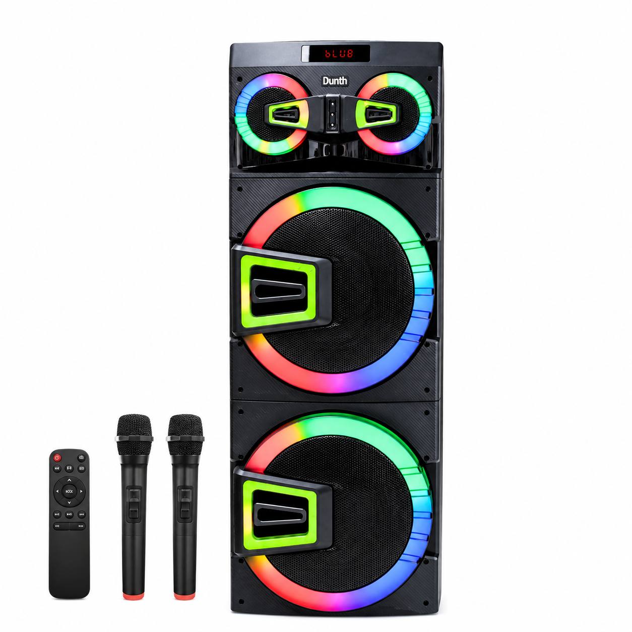 Haut parleur portable de haute qualité à batterie rechargeable avec 2 microphone sans fil 18000W DUNTH DU-SP2211