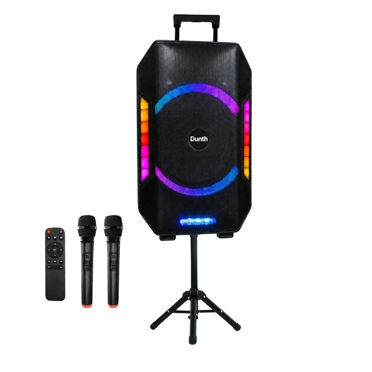 Haut parleur portable de haute qualité à batterie rechargeable avec 2 microphone sans fil et trépied réglable18000W DUNTH DU-SP2212